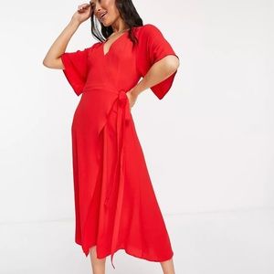 Red wrap dress